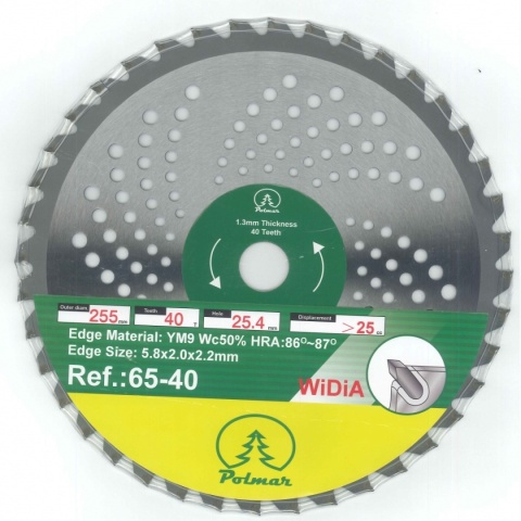 Tarcza Tnąca WiDiA do Kosy Polmar 255mm 40 Zębów